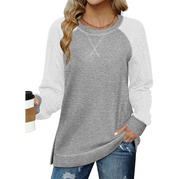 Tops - Womens Long Sleeve Cable Knit Tunic Top Lightweight Polyester Fall Casual